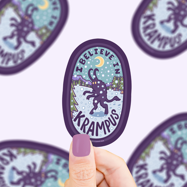 Believe in Krampus Vinyl Sticker | Dark Holiday Myth