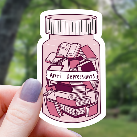 Books Anti-Depressants Read Sticker - 3"