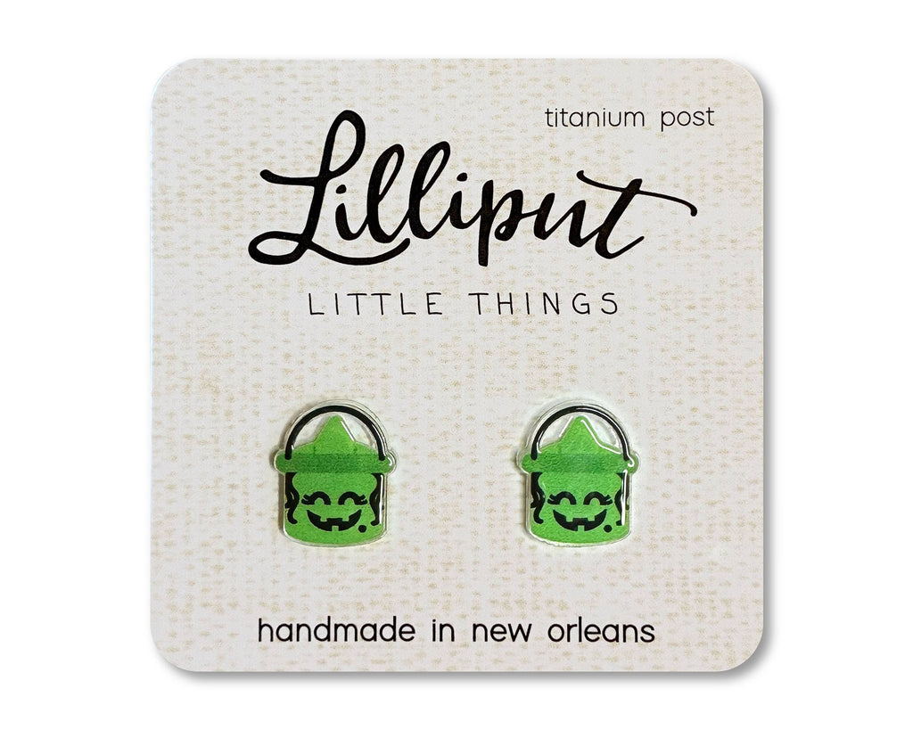 Retro Treat Bucket Earrings - Witch // Halloween Earrings