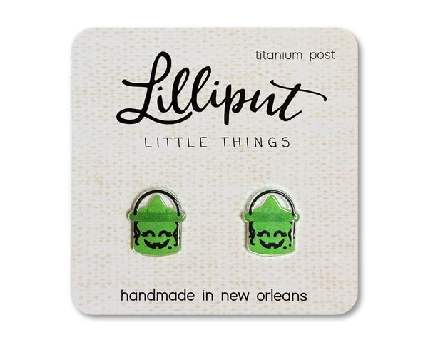 Retro Treat Bucket Earrings - Witch // Halloween Earrings