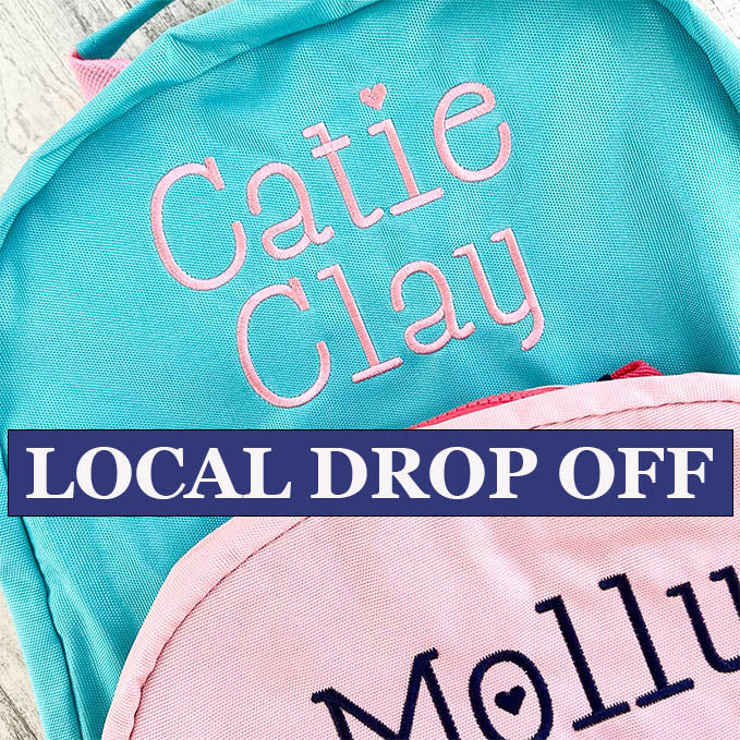 Information about local drop off options for embroidery on customer items