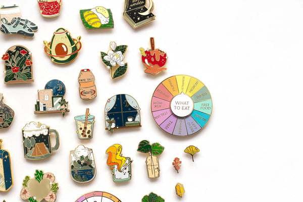 What To Eat Enamel Pin, Interactive Pin, Spinning Pin