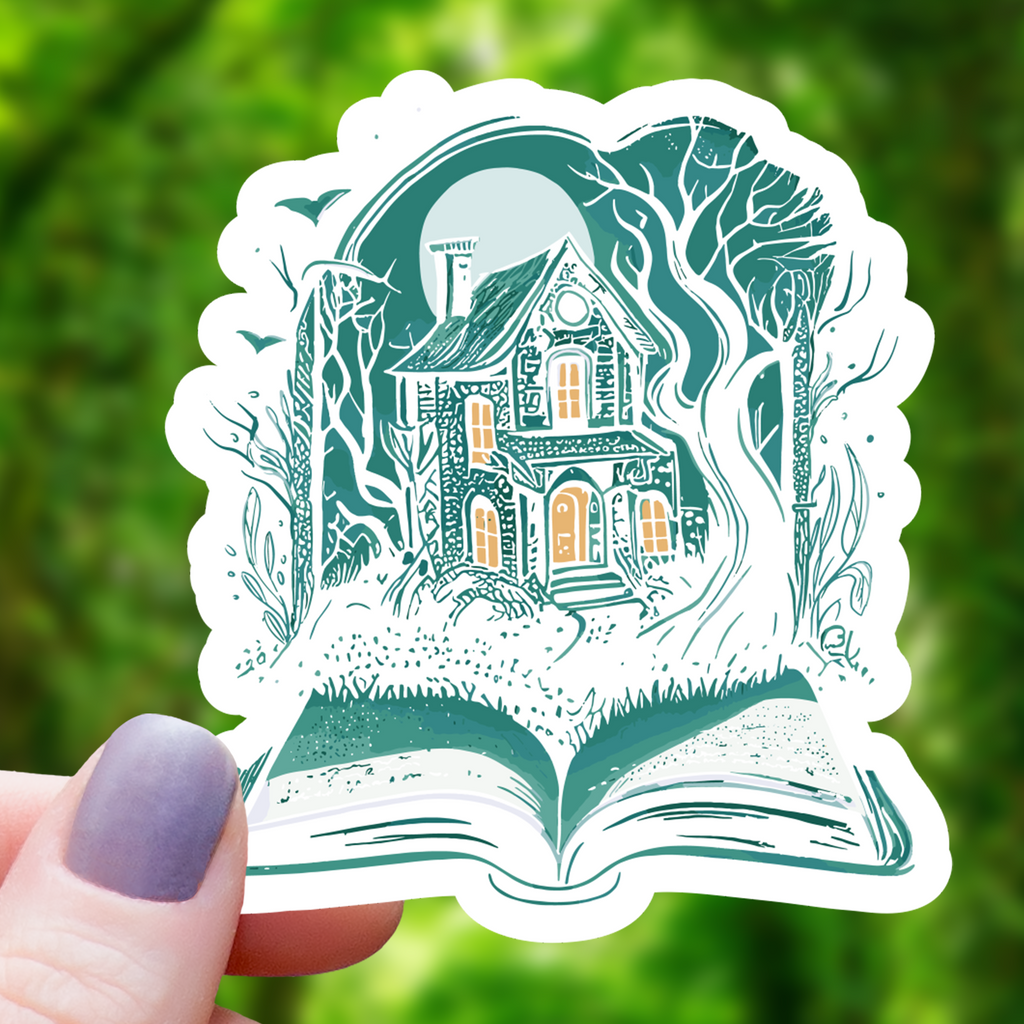 Haunted House Book Sticker - 3"