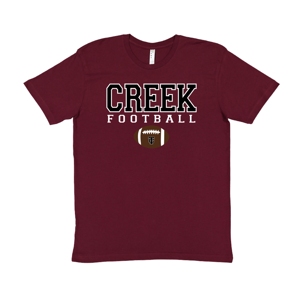 TCMS CREEK FOOTBALL with Football in Maroon  (UNISEX)