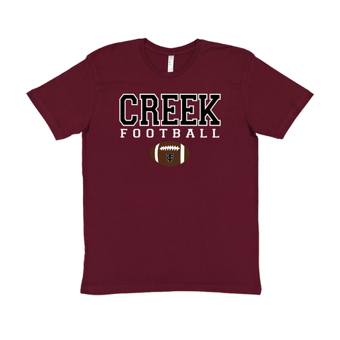 TCMS CREEK FOOTBALL with Football in Maroon  (UNISEX)