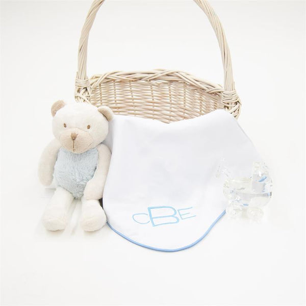 Blue Piping Pique Cotton Burp Cloth