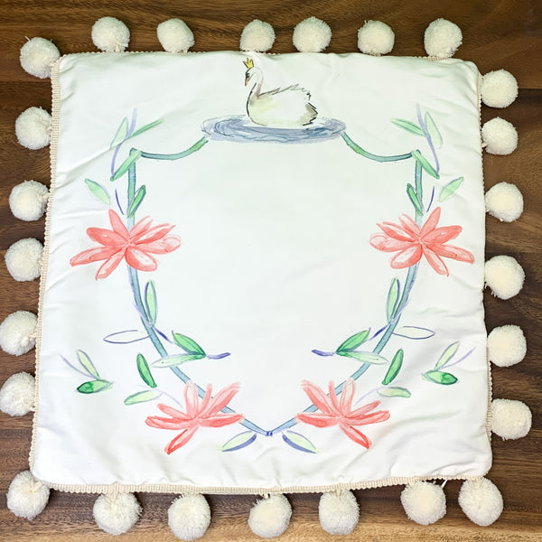 Floral Swan Decorative Pillow