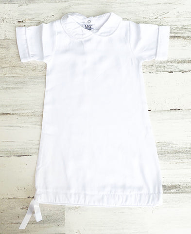 White Day Gown with Piping Detail